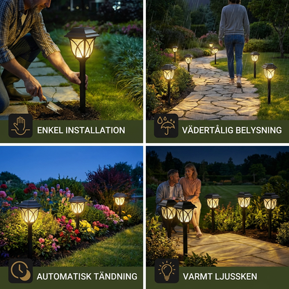 Sol-LED Stiglampor – Väderbeständig Utomhusbelysning för Trädgården