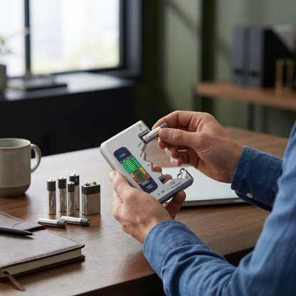 Digital batteritestare med LCD-display – kapacitetstestare för AA, AAA, C, D, 9V och knappcellsbatterier
