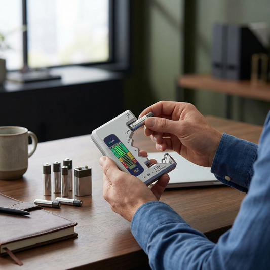 Digital batteritestare med LCD-display – kapacitetstestare för AA, AAA, C, D, 9V och knappcellsbatterier