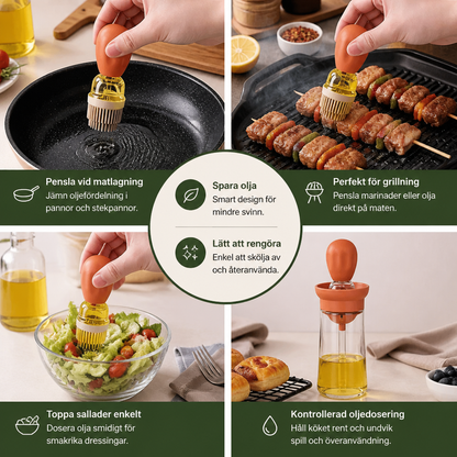 Oljespruta med Silikonborste – Präcis Flaska för Matlagning, Grillning och Bakning