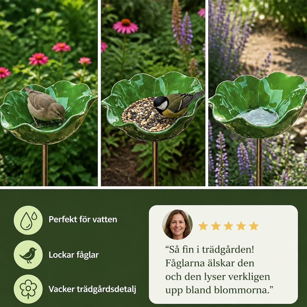 Dekorativ Fågelbad & Matskål För Utomhusbruk