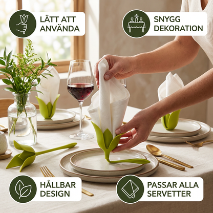 Blomformade servettringar set – lyxig bordsdekoration i blomdesign (6-pack)