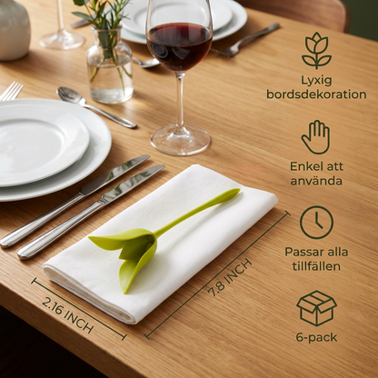 Blomformade servettringar set – lyxig bordsdekoration i blomdesign (6-pack)