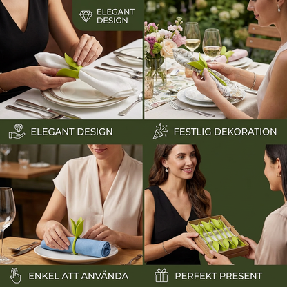 Blomformade servettringar set – lyxig bordsdekoration i blomdesign (6-pack)