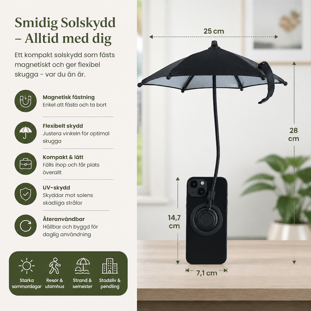 Magnetisk Mini Telefon-Solskärm – Utdragbart Stativ för Flexibel Solskydd på Språng