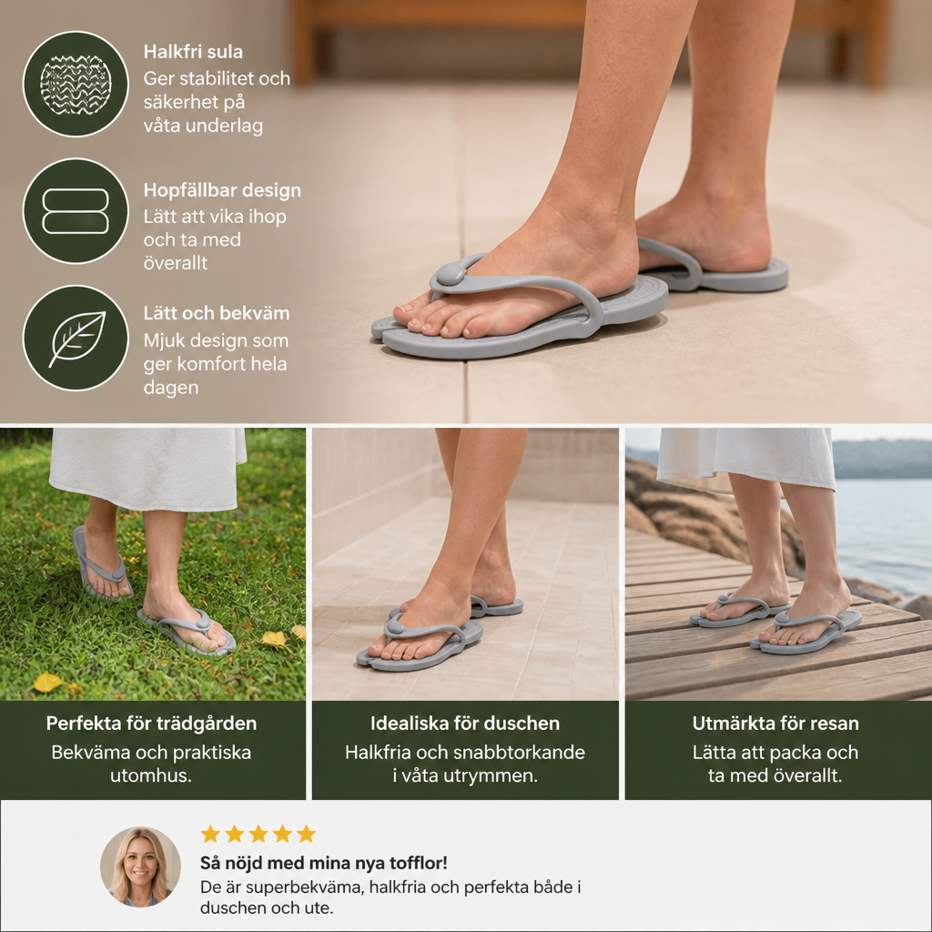Hopfällbara Reseflip-flops – Halkfria Tofflor för Varma Dagar