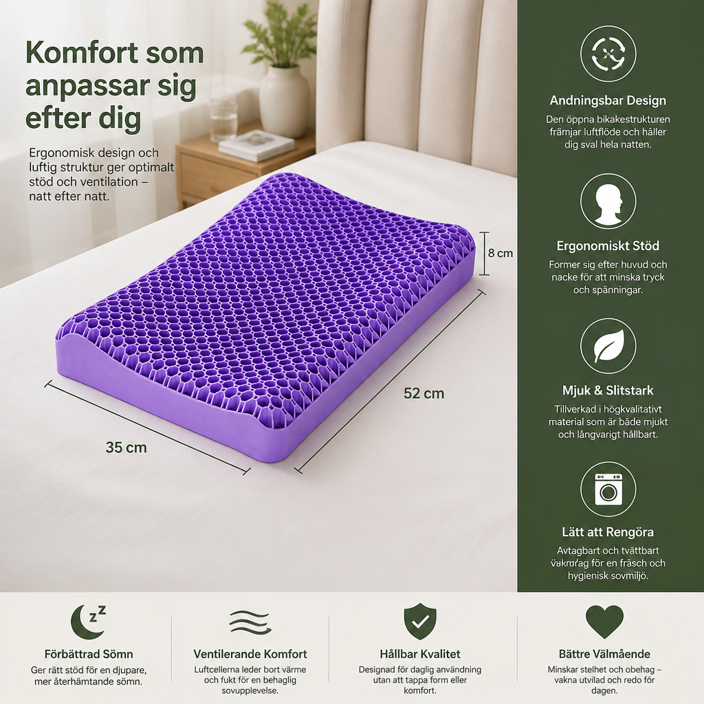 Ergonomisk och Andningsbar Luftkudde för En God Natts Sömn