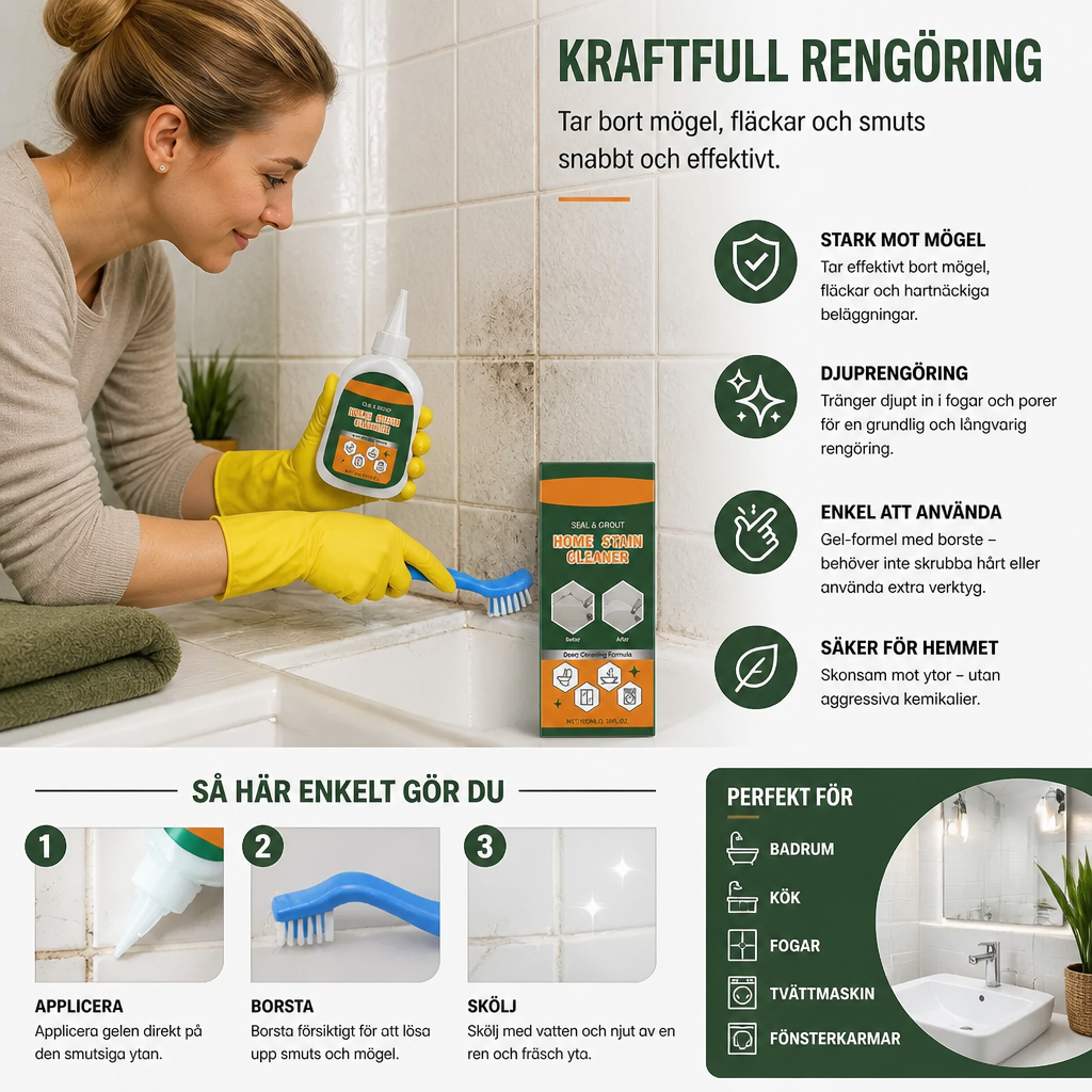Mögelborttagningsgel Med Skrubbborste – Kraftfull Rengöring Mot Mögel Och Fläckar