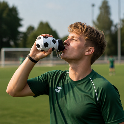 Hopfällbar och Slitstark Silikonvattenflaska i Fotbollsdesign