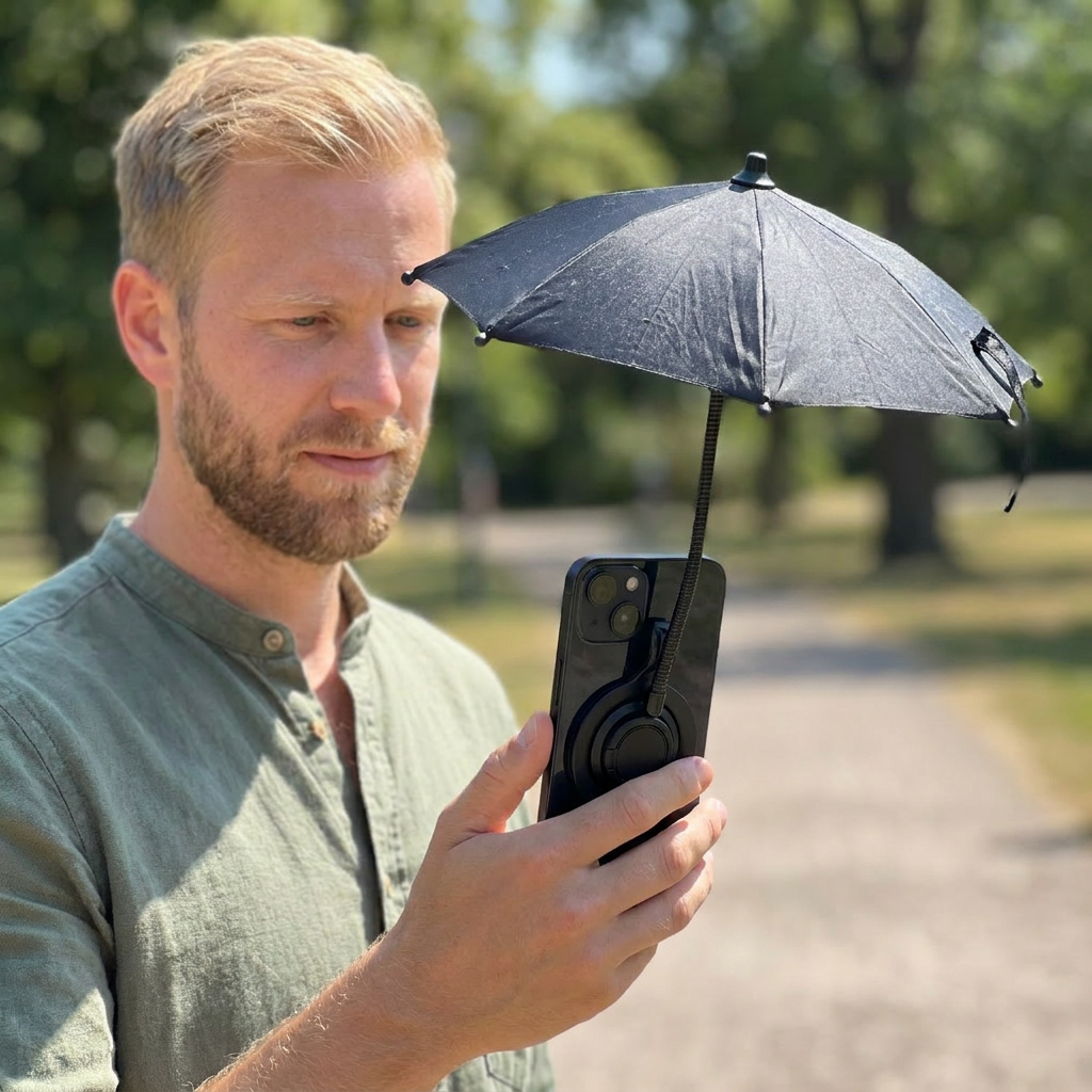 Magnetisk Mini Telefon-Solskärm – Utdragbart Stativ för Flexibel Solskydd på Språng