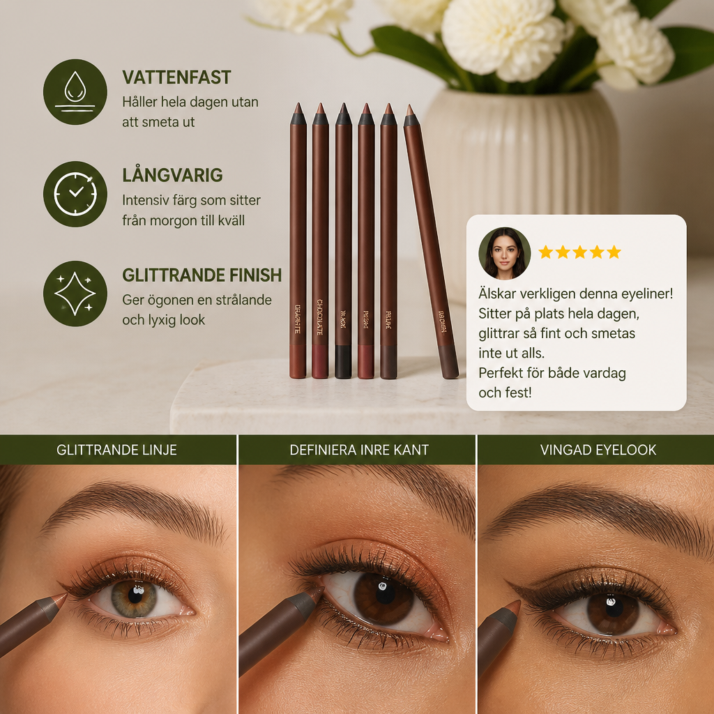 Vattenfast Glitter-Gel Eyeliner – Långvarig, Smudgefri Färg
