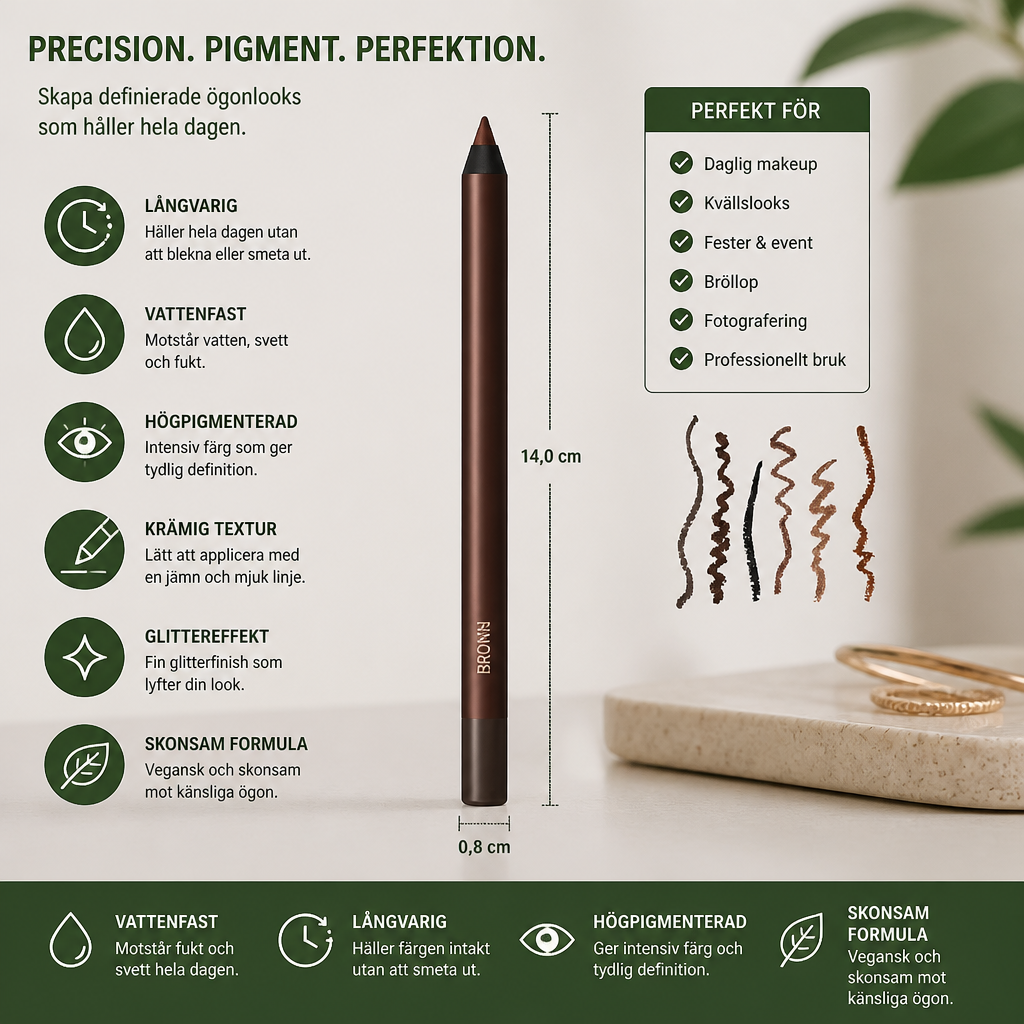 Vattenfast Glitter-Gel Eyeliner – Långvarig, Smudgefri Färg