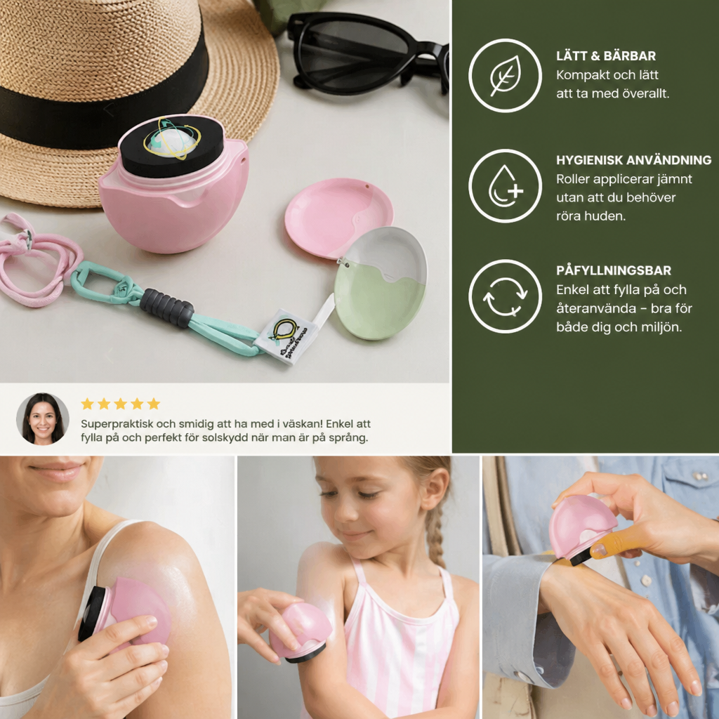 Påfyllningsbar solkrämroller – Spillfri lotiondispenser