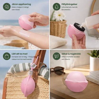 Påfyllningsbar solkrämroller – Spillfri lotiondispenser