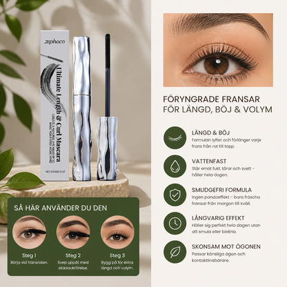 Vattenfast Mascara För Böj Och Längd – Långvarig, Smudgefri Formula