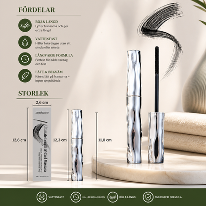 Vattenfast Mascara För Böj Och Längd – Långvarig, Smudgefri Formula