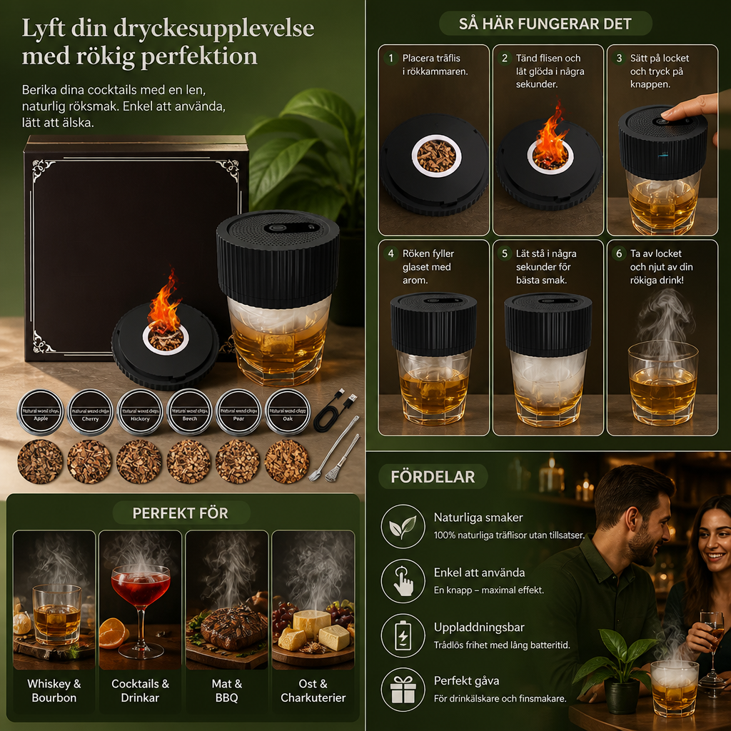 Uppladdningsbart Elektriskt Cocktail-Smoker Set