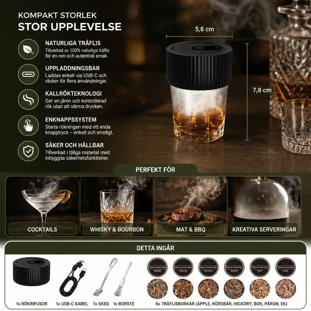 Uppladdningsbart Elektriskt Cocktail-Smoker Set