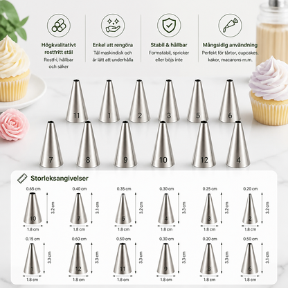 12-delars spritstyllset – Precision för dekoration av tårtor, cupcakes och macarons