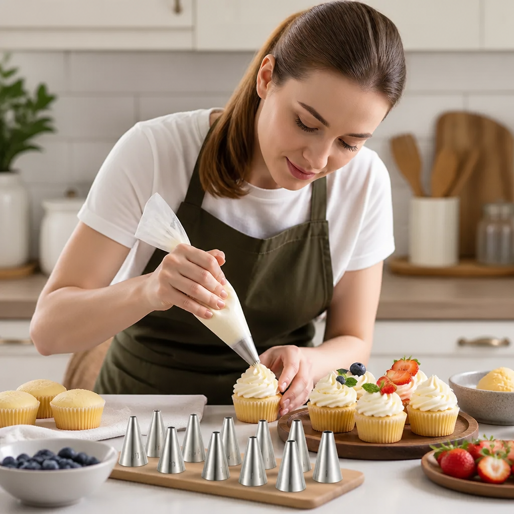 12-delars spritstyllset – Precision för dekoration av tårtor, cupcakes och macarons