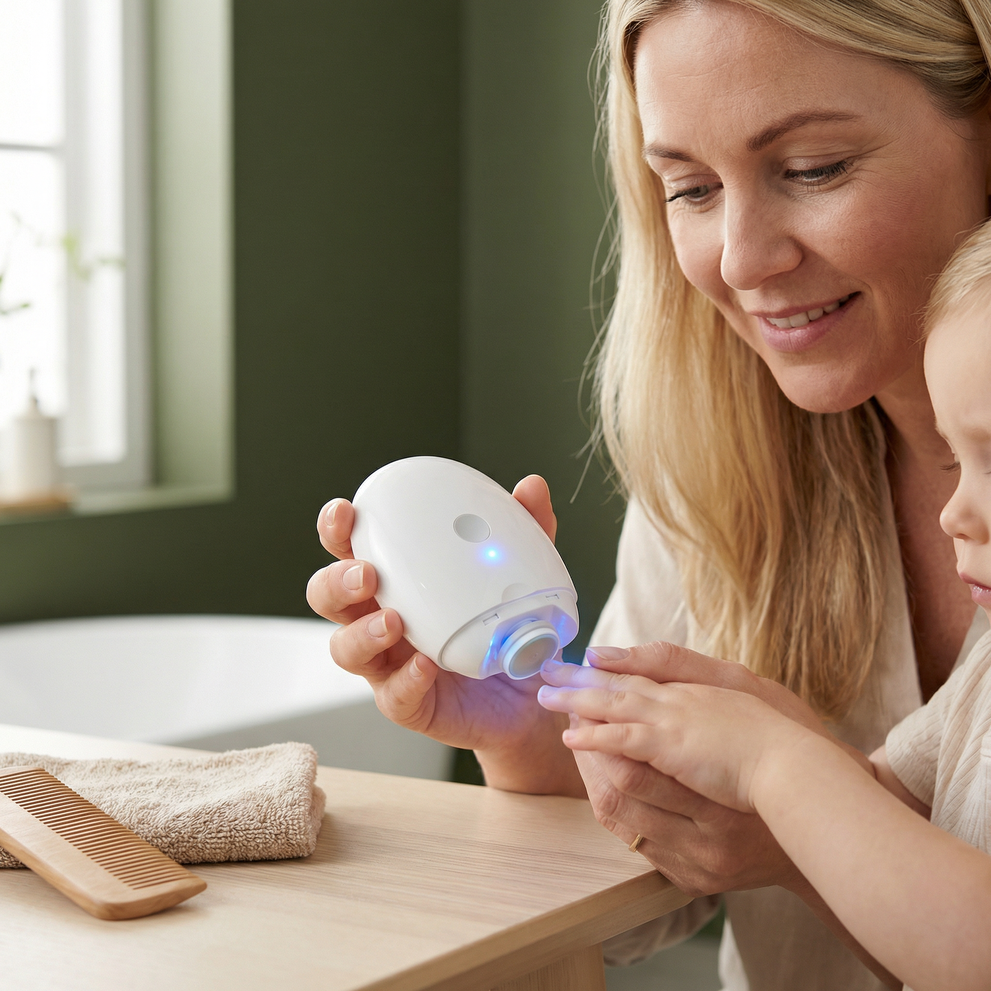 Professionell elektrisk nageltrimmer med LED-ljus – Skonsam nagelklippare för hela familjen