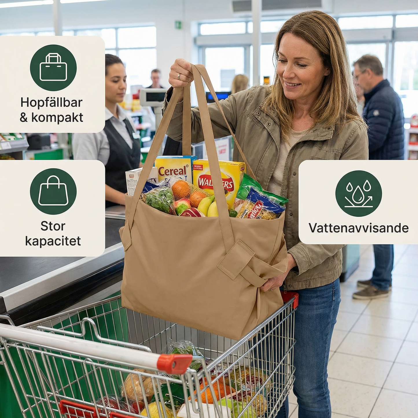 Stor hopfällbar organiserväska – praktisk, vattenavvisande och mångsidigt användbar