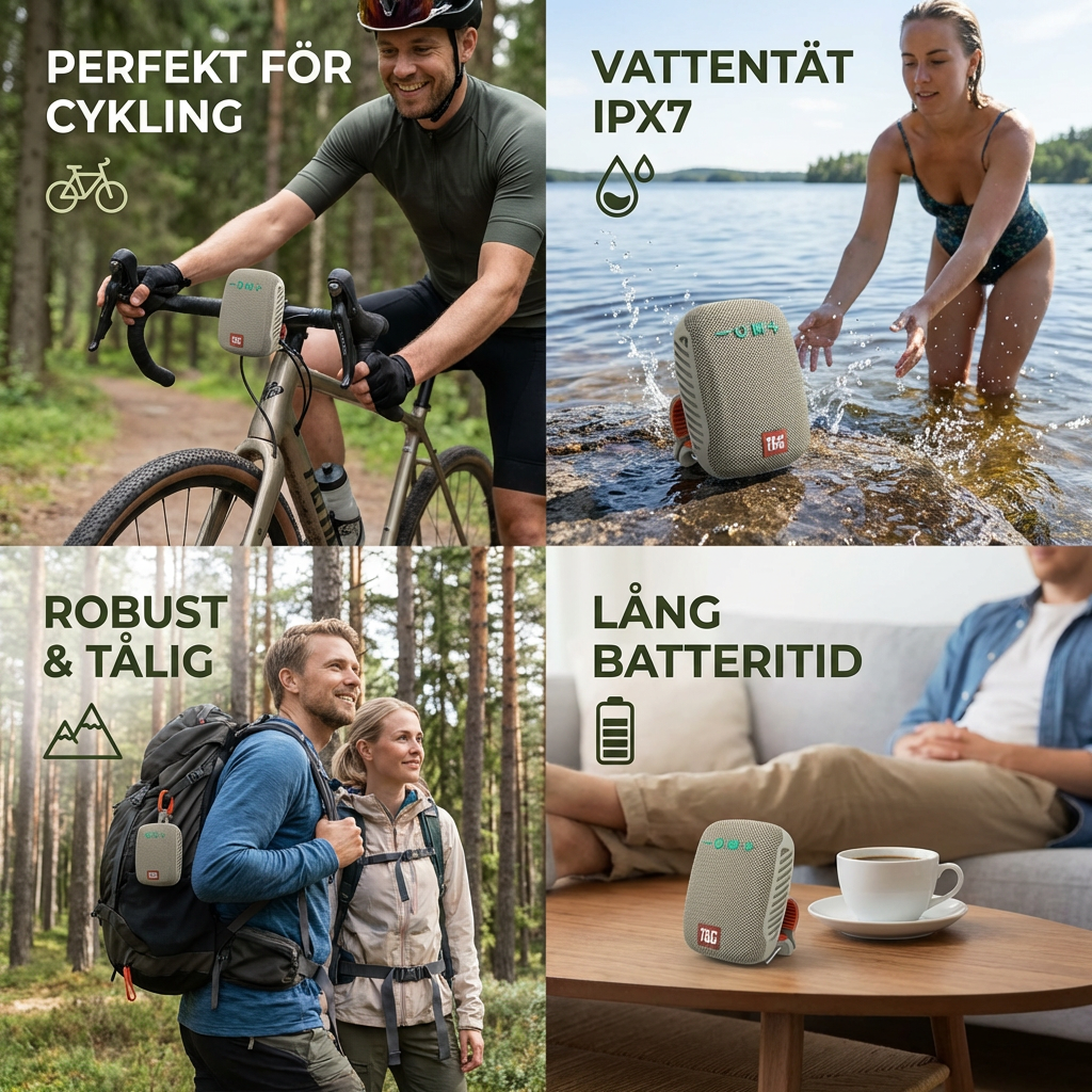 Trådlös Bluetooth-Högtalare – Vattentät & Perfekt För Cykling