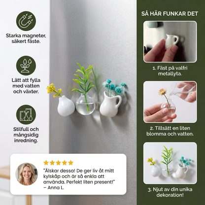 Mini Keramikvaser med Magnet – Stilfull Dekoration för Kylskåp och Hem