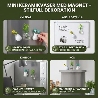 Mini Keramikvaser med Magnet – Stilfull Dekoration för Kylskåp och Hem