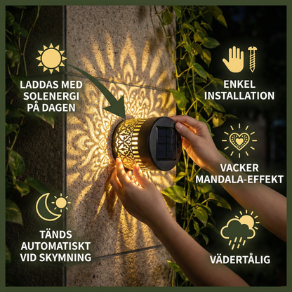 LED Solcellsvägglampa Mandala – Utomhusbelysning För Trädgård, Staket Och Uteplats