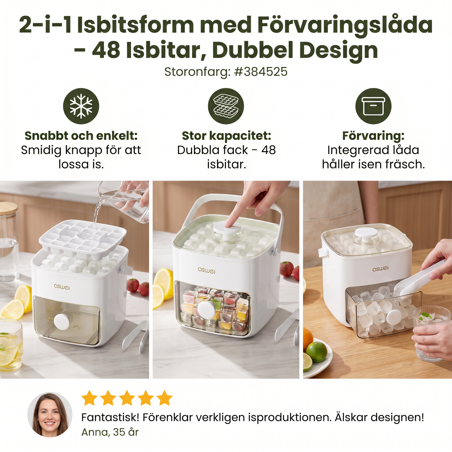 2-i-1 Isbitsform med Förvaringslåda – 48 Isbitar, Dubbel Design
