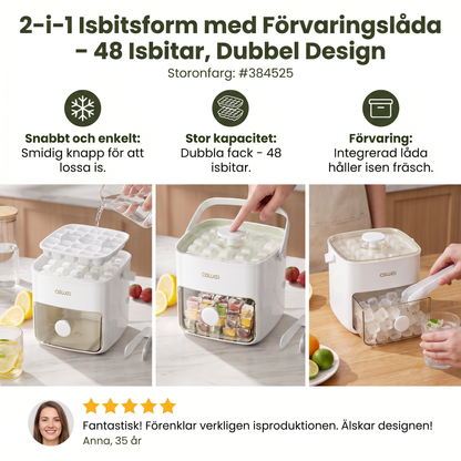 2-i-1 Isbitsform med Förvaringslåda – 48 Isbitar, Dubbel Design