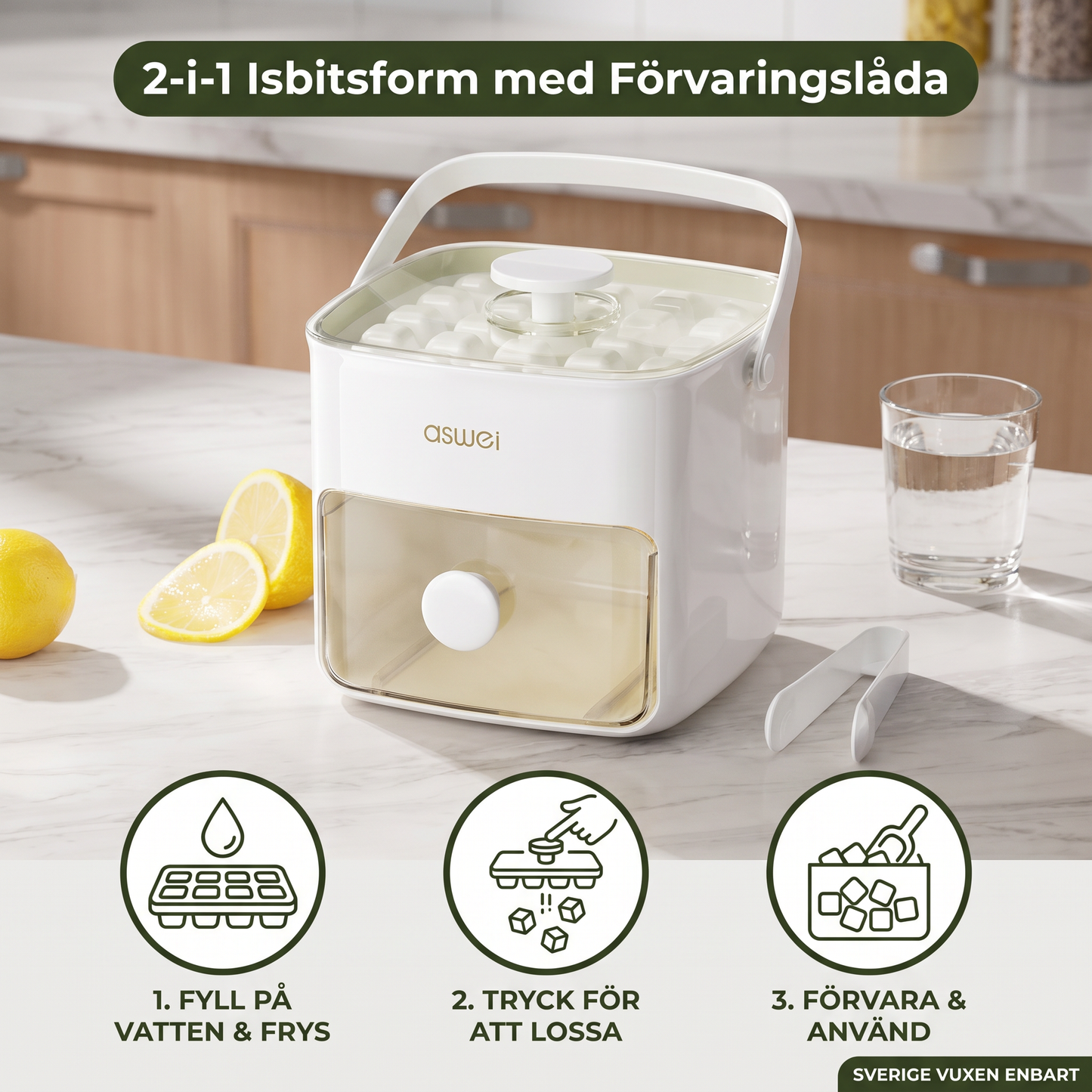 2-i-1 Isbitsform med Förvaringslåda – 48 Isbitar, Dubbel Design