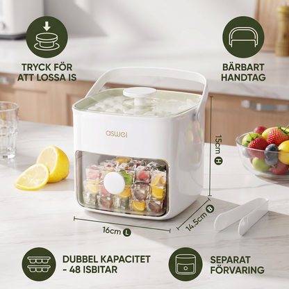 2-i-1 Isbitsform med Förvaringslåda – 48 Isbitar, Dubbel Design