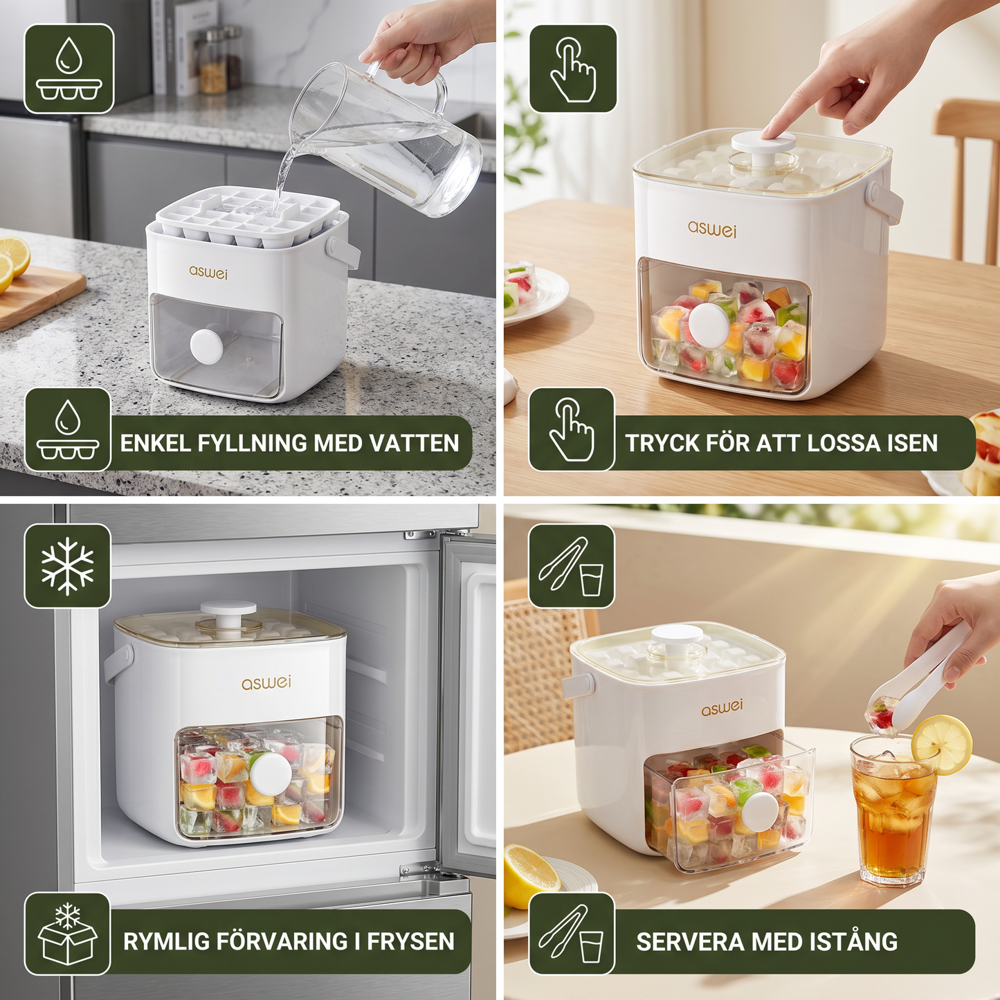 2-i-1 Isbitsform med Förvaringslåda – 48 Isbitar, Dubbel Design