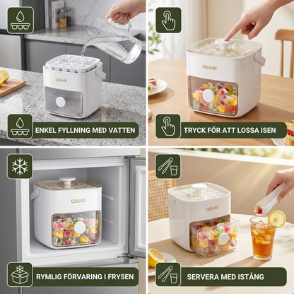 2-i-1 Isbitsform med Förvaringslåda – 48 Isbitar, Dubbel Design