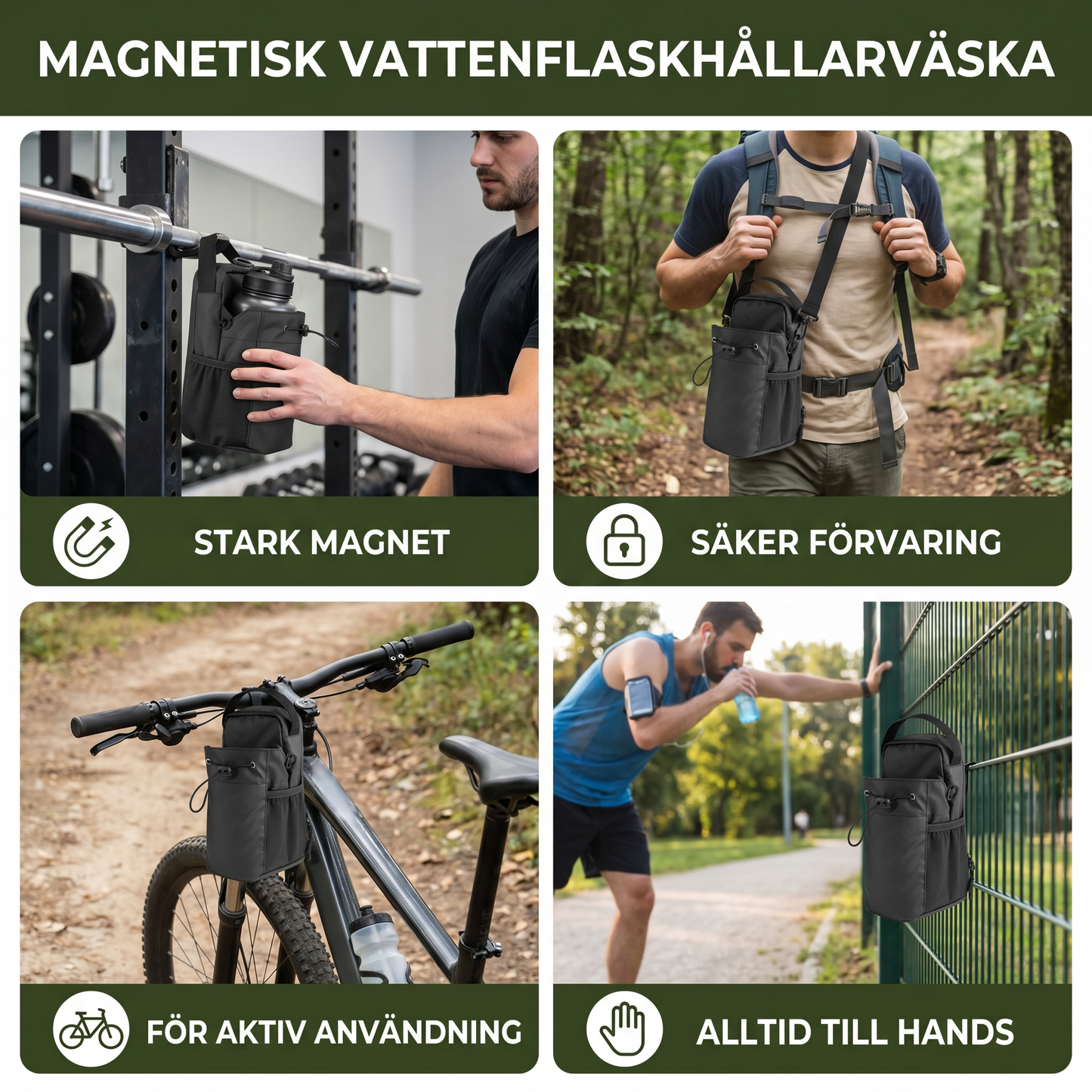 Magnetisk Vattenflaskhållarväska Med Starkt Grepp För Gym Och Aktiv Användning