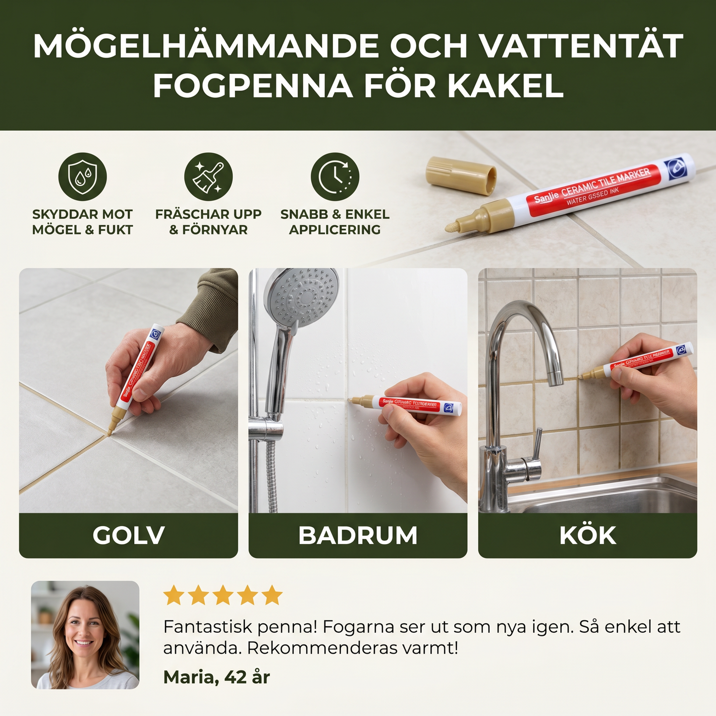 Mögelhämmande Och Vattentät Fogpenna För Kakel