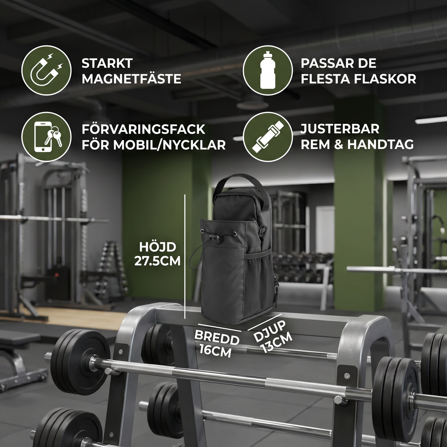 Magnetisk Vattenflaskhållarväska Med Starkt Grepp För Gym Och Aktiv Användning