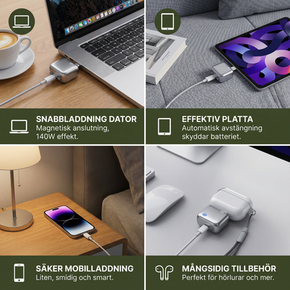Premium 140 W-snabbladdare med teknik för automatisk avstängning