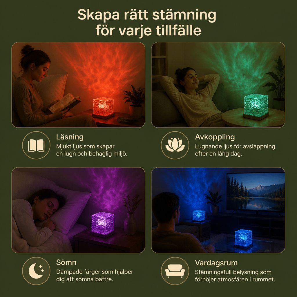 Aurora- och havsvågsprojektor med LED, 16 färger och fjärrkontroll
