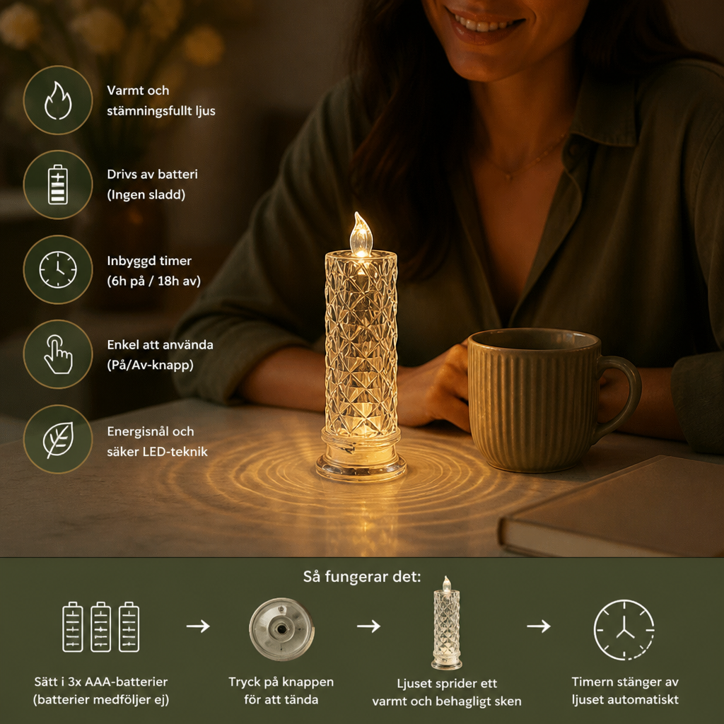 Flameless LED-ljuslampa – Mysig och dekorativ bordslampa