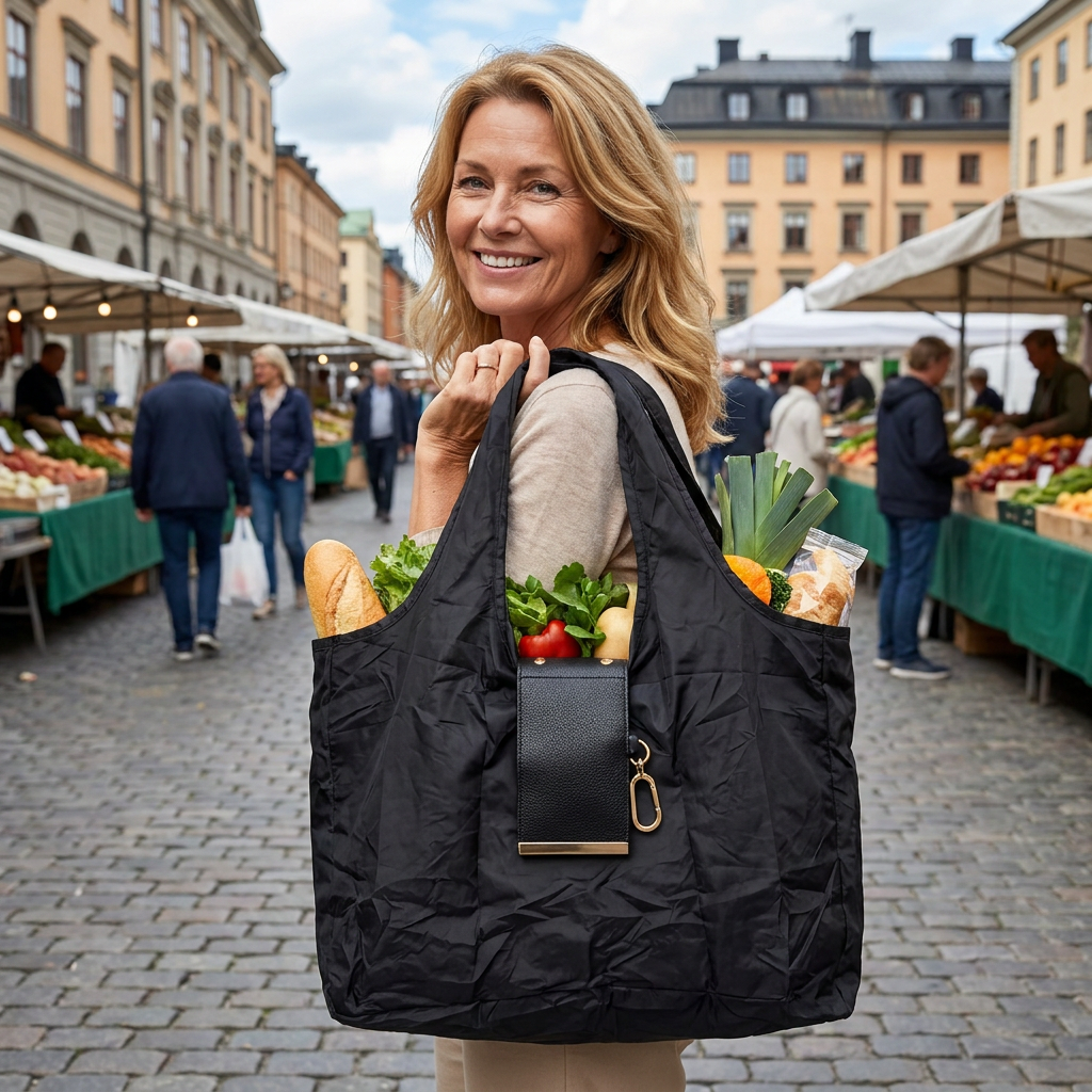 Hopfällbar Shoppingkasse med Nyckelring