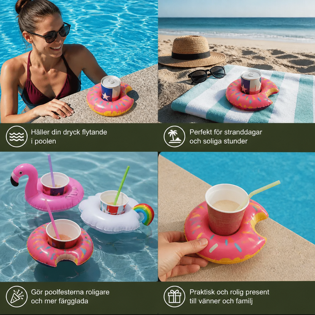 Plytförande Dryckeshållare – Praktiska Underlägg för Pool och Strand