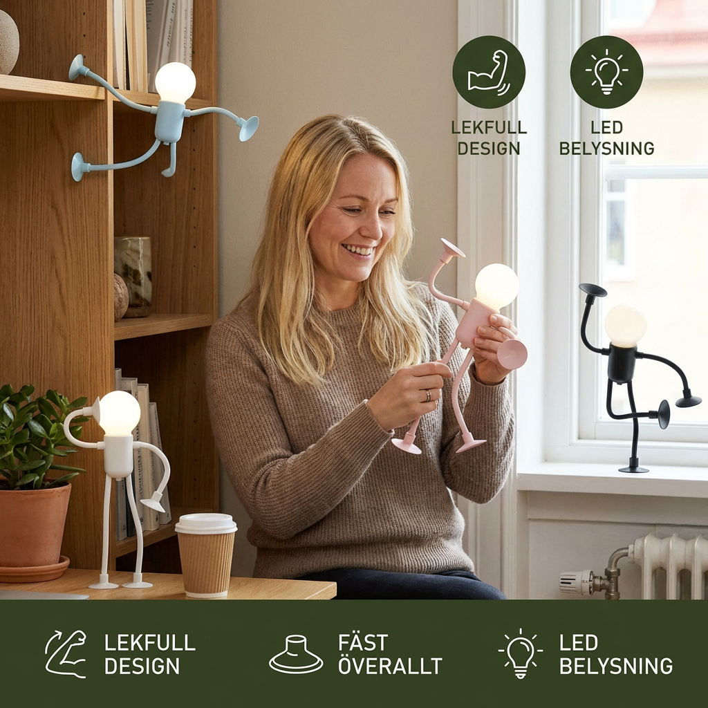 LED-lampa med sugpropp – utbytbart och lekfullt designkoncept för dekoration