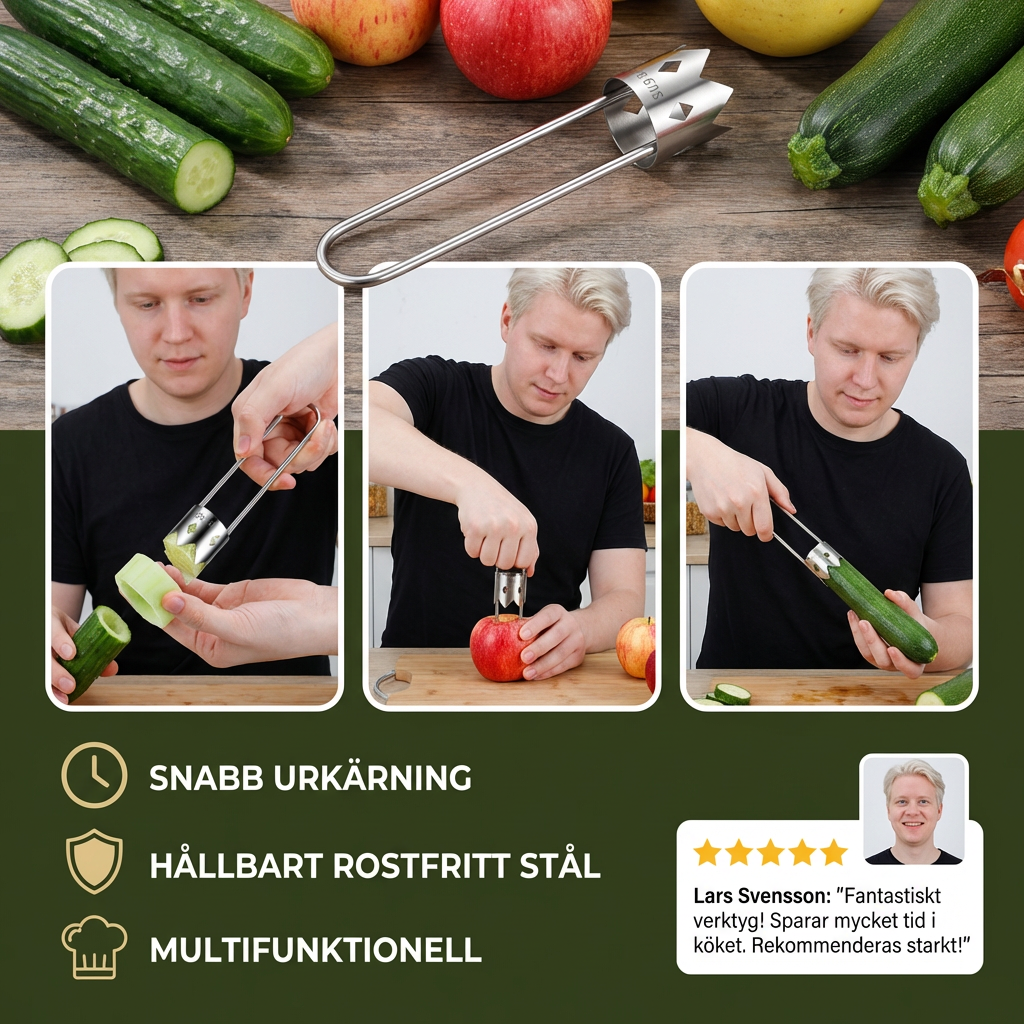 Stål Frukt Urkärnare – Multifunktionellt Verktyg För Att Lätt Ta Bort Kärnor Från Frukter Och Grönsaker
