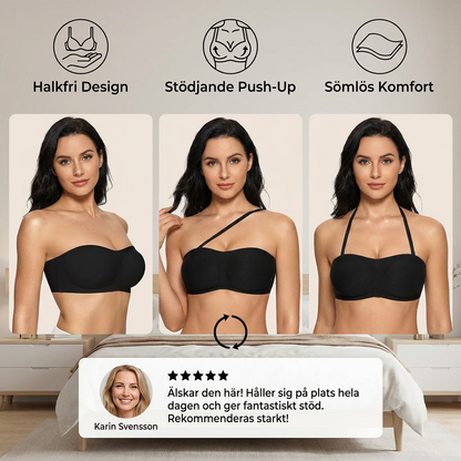 Trägerlös Bandeau Push-Up BH – Rutschfri, Stödjande & Sömlös för Maximalt Stöd