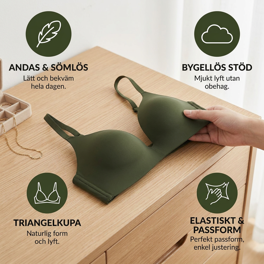 Sömlös Push-Up-BH – Bügelfri, Andningsbar och Stödjande med Triangelkupor