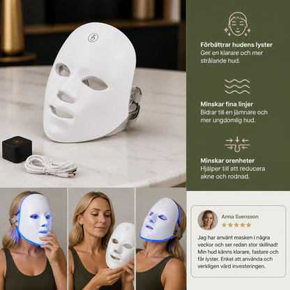 LED Ansiktsmask – Professionell Ljusterapi för Hudföryngring Hemma