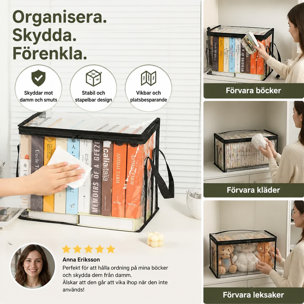 Genomskinlig Förvaringslåda (2 stycken) – Hopfällbar Organizer mot Damm och Oreda